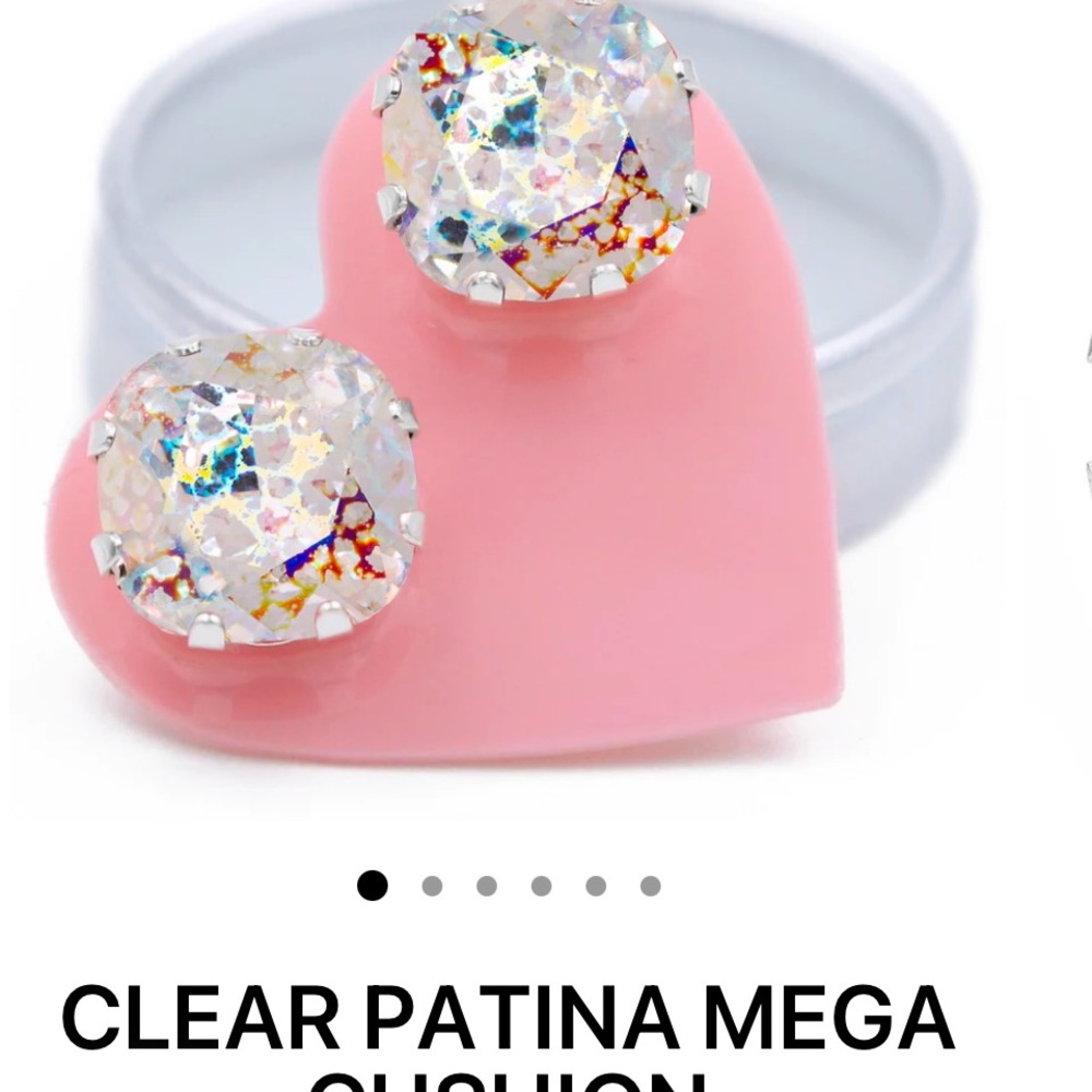 JoJo Loves You - Clear Patina  Mega Cushion Earrings
